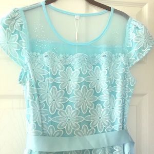 Easter Blue flower FeiHong dress, size M